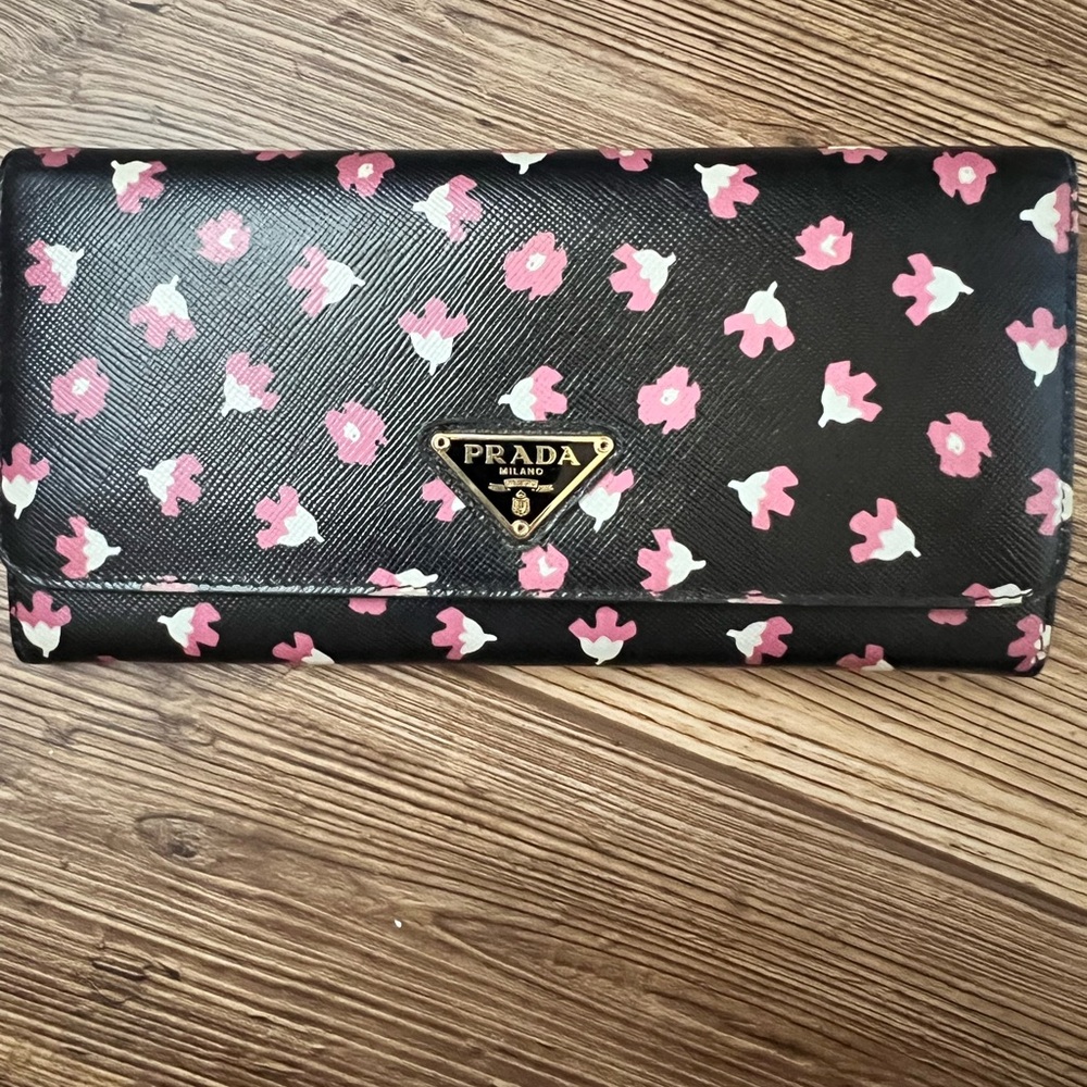 Prada Saffiano Floral Wallet